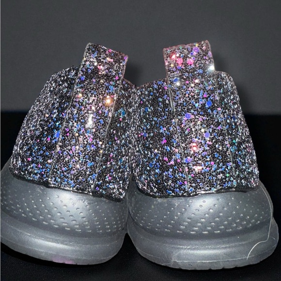 Women 10.5 Glitter Casual Sports Shoes Street Style Sneakers Sparkly Black - Picture 4 of 12